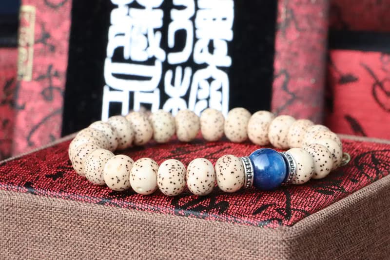 精品星月菩提手珠 7x9mm 天然藍晶石隔珠 父親節禮物 菩提子 手鍊