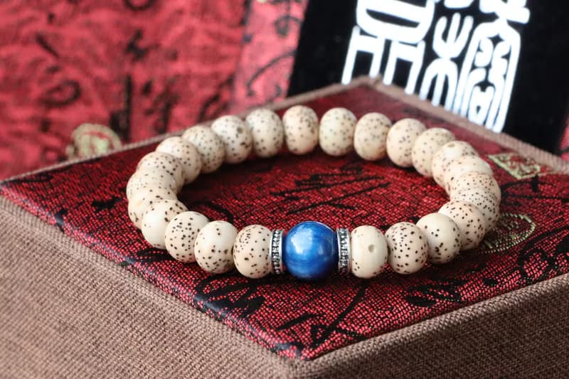 精品星月菩提手珠 7x9mm 天然藍晶石隔珠 父親節禮物 菩提子 手鍊