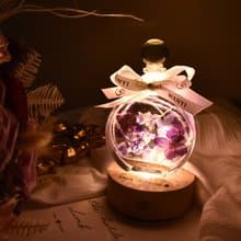 浪漫紫圓款浮游花小夜燈永生花擴香母親節 夜燈 刻字 乾燥花聖誕