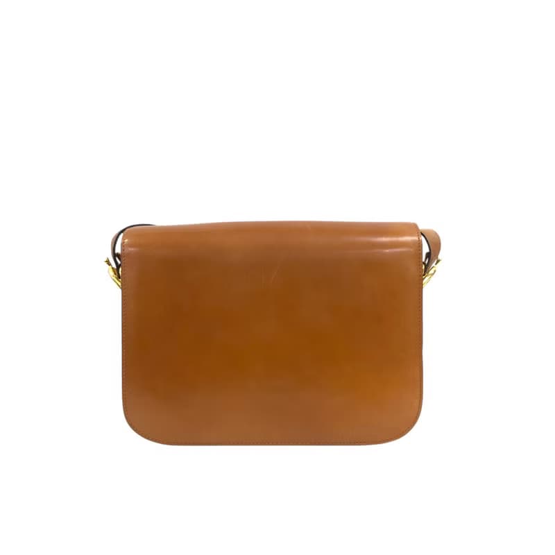 【 日本直送　名牌中古包 】CELINE セリーヌ ショルダーバッグ キャメル エンブレム レザー vintage ヴィンテージ オールド 4zs7bs