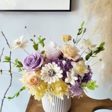 海藏設計│活力森林。黃紫色調永生盆花  開幕盆花 升遷花禮 喬遷