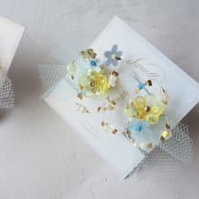 チュールフラワーピアスorイヤリング　yellow