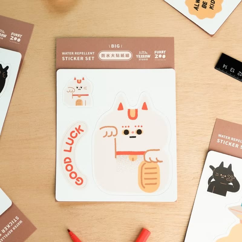 Furry Zoo 防水 大貼紙組 行李貼 防水耐曬 - 招財貓