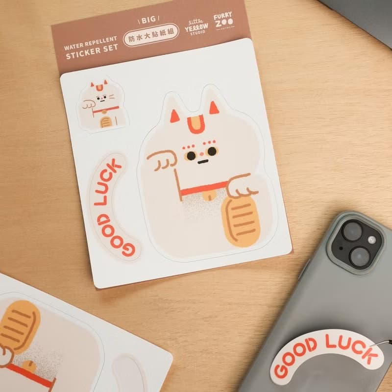 Furry Zoo 防水 大貼紙組 行李貼 防水耐曬 - 招財貓