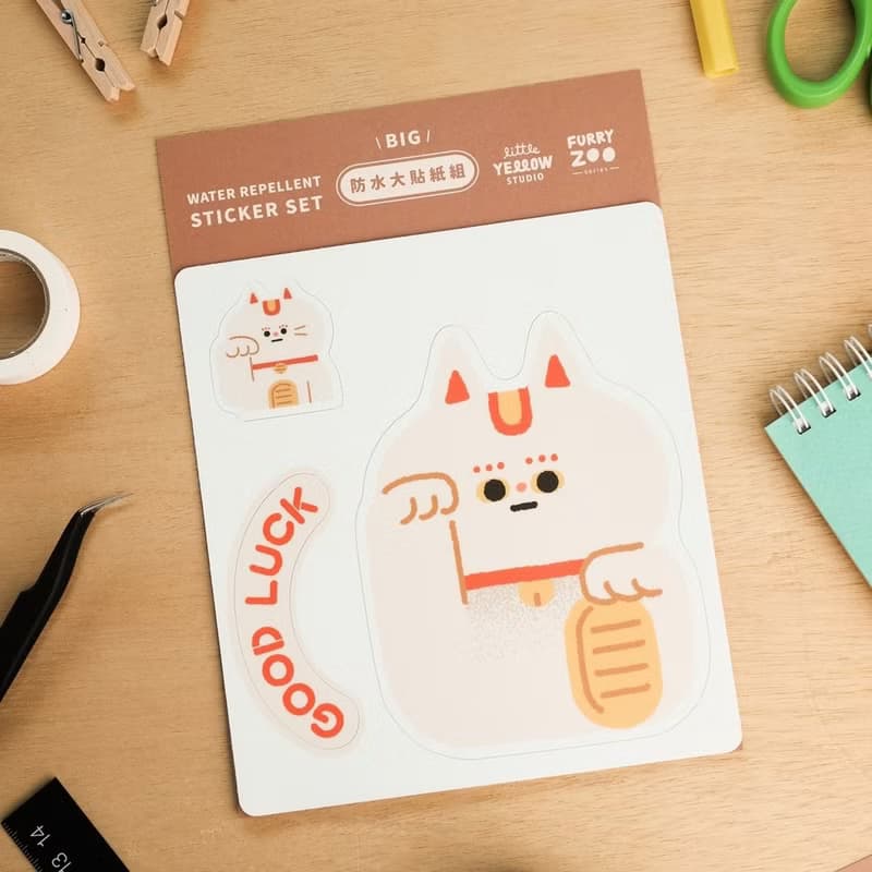 Furry Zoo 防水 大貼紙組 行李貼 防水耐曬 - 招財貓