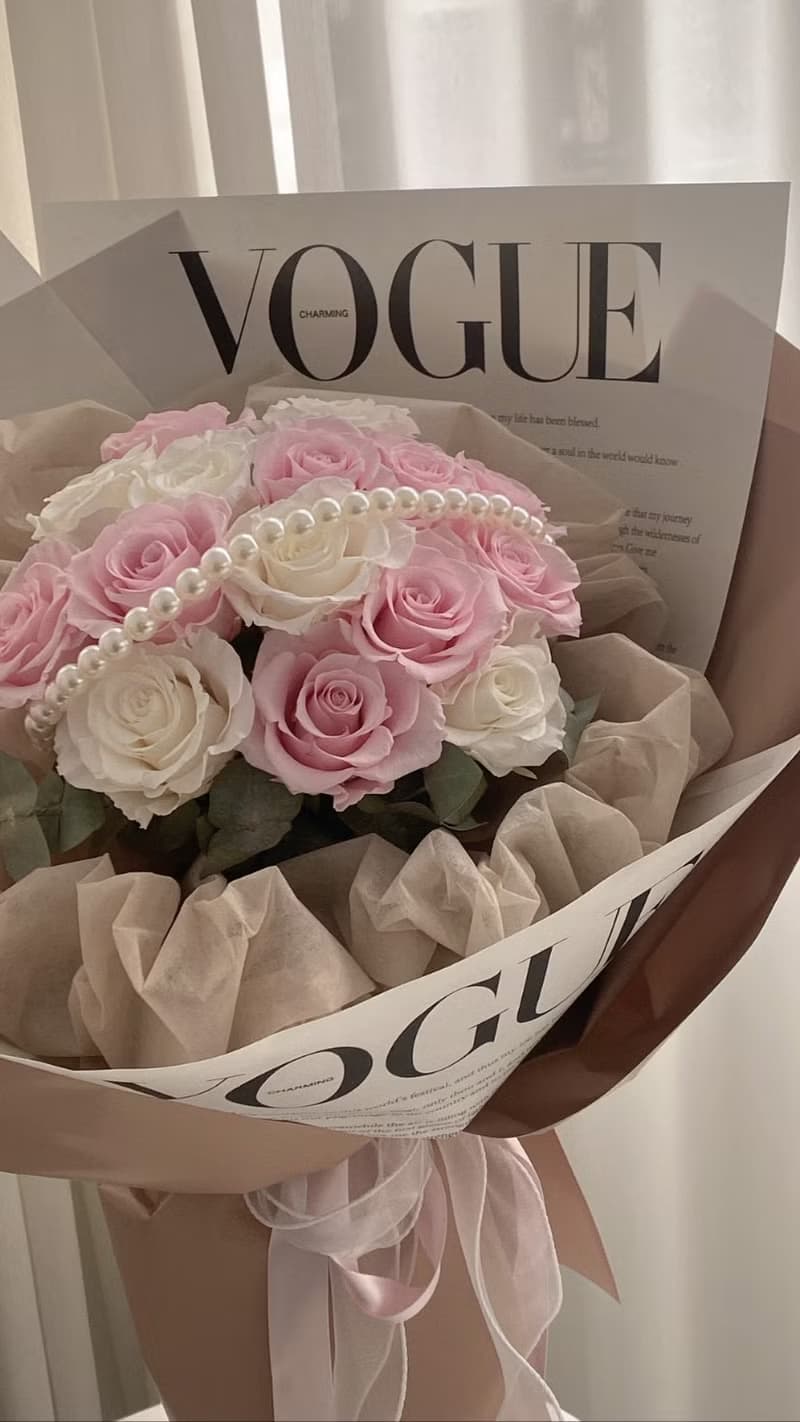 Flora Flower俄羅斯永生花束-珍珠雲朵(冰沙粉+白)