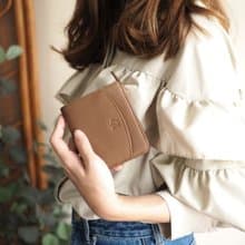 Anna (Coffee) : Bifold Zipper Wallet, Small leather short wallet, Brown