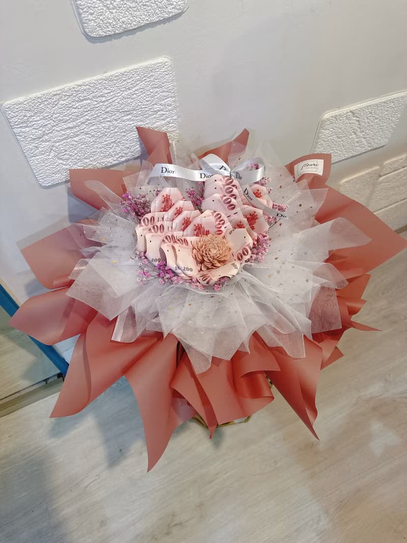 可配合急件_山茶花鈔票花束/海芋鈔票 愛心鈔票花束 錢錢花 有錢