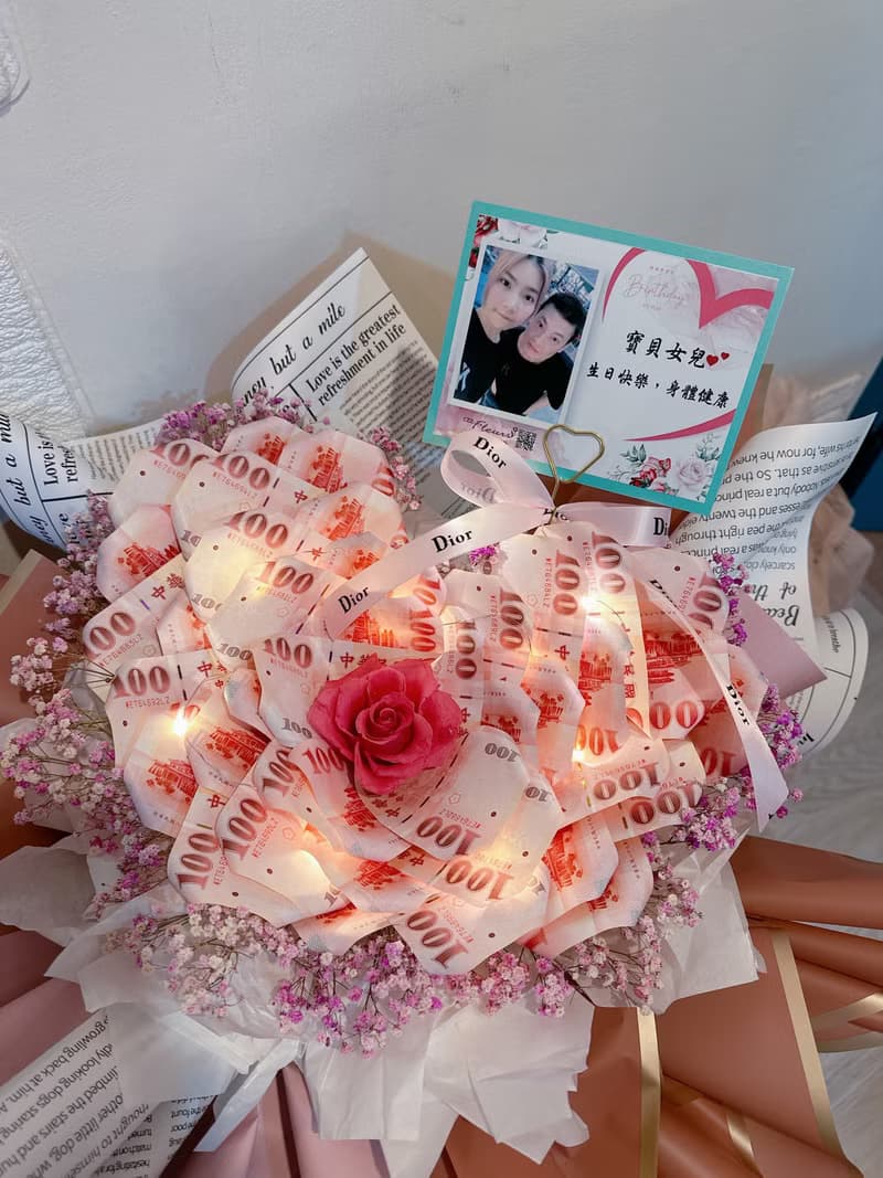可配合急件_山茶花鈔票花束/海芋鈔票 愛心鈔票花束 錢錢花 有錢