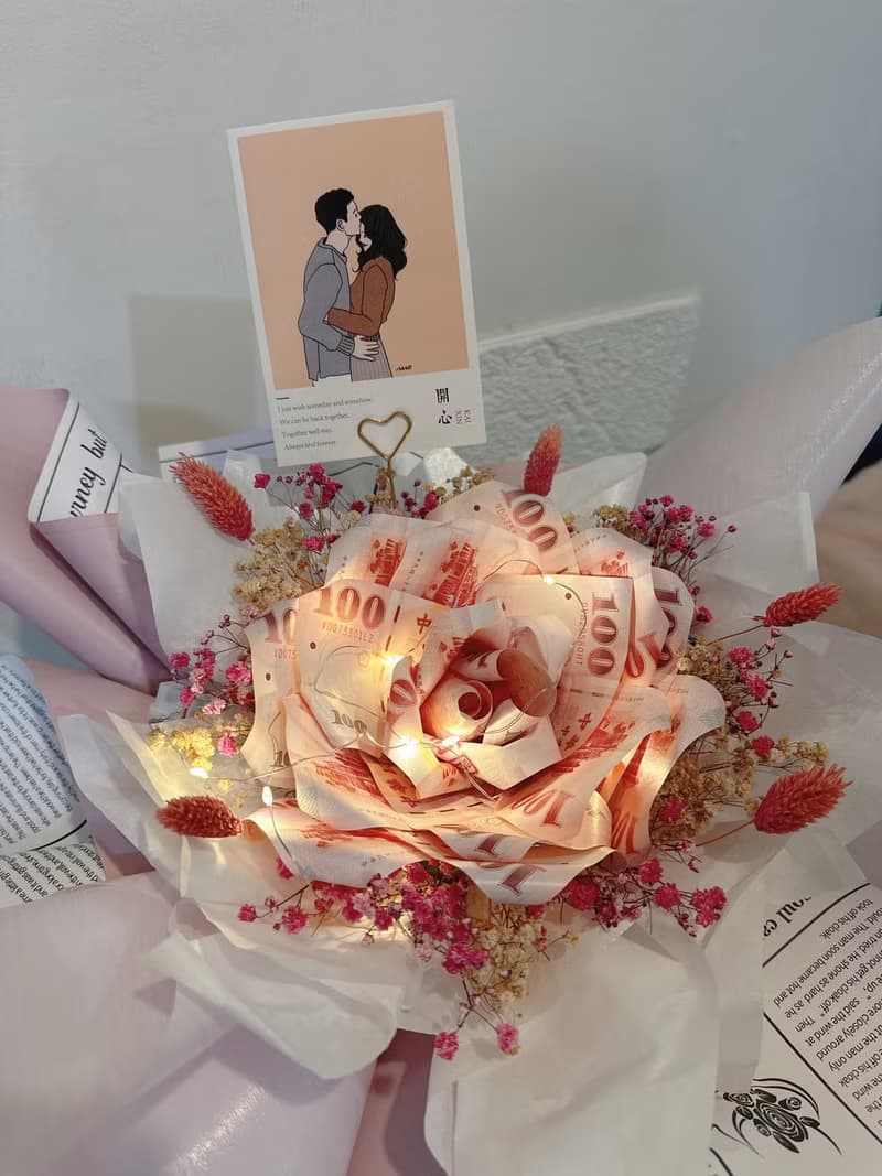 可配合急件_山茶花鈔票花束/海芋鈔票 愛心鈔票花束 錢錢花 有錢