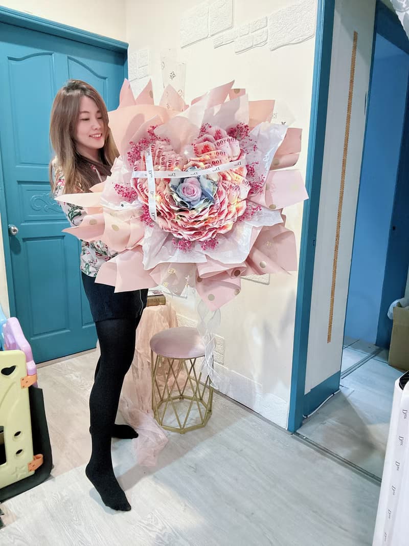 可配合急件_山茶花鈔票花束/海芋鈔票 愛心鈔票花束 錢錢花 有錢