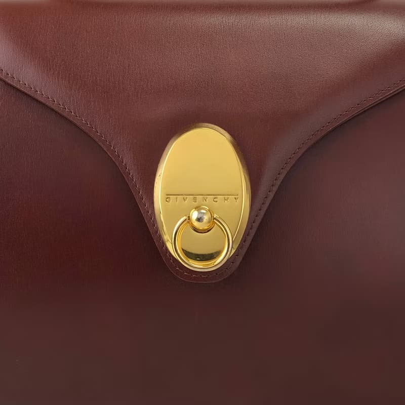 【 日本直送　名牌中古包 】GIVENCHY ジバンシィ ハンドバッグ ブラウン ガンチーニ レザー トップハンドル vintage ヴィンテージ rguu25