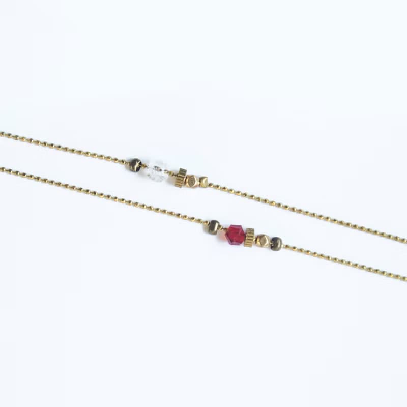 聖誕禮物 / 紅魔法石 - 玻璃珠 黃銅手鍊