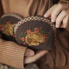 【限量作品】手工刺繡 \ 零錢包 \ 罌粟花和鹿
