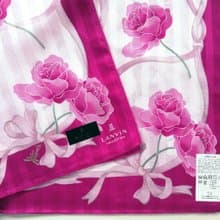 Lanvin Vintage Scarf Pink Roses Silk Cotton 23 x 23 inches