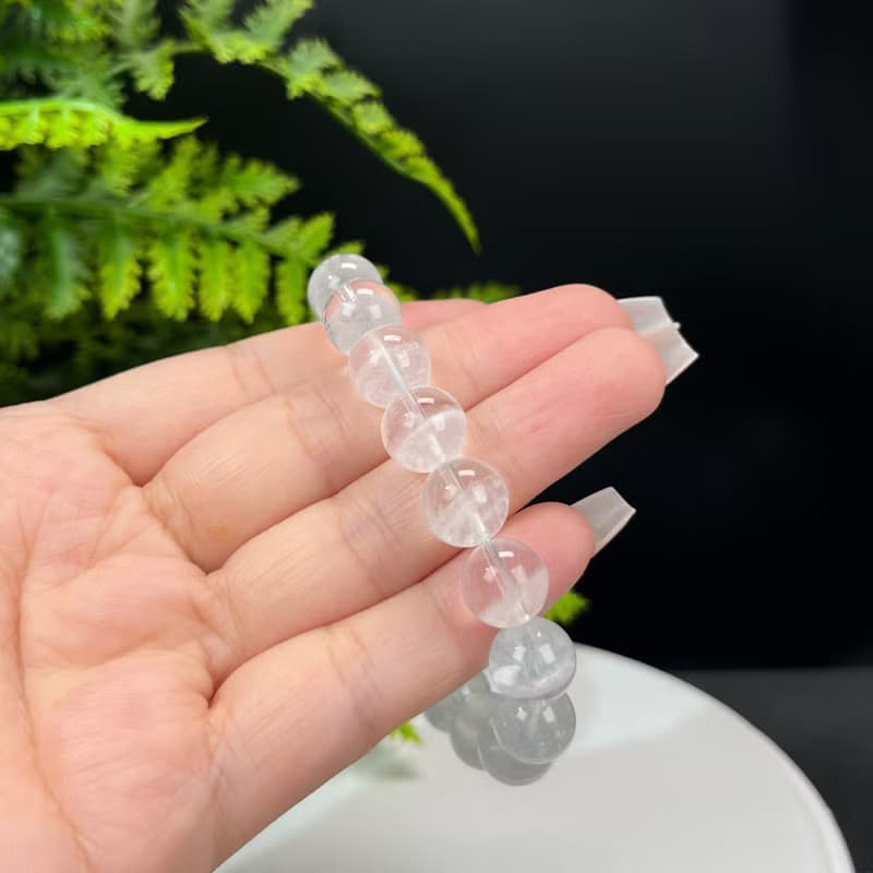 高品質天然白色幽靈水晶手串11mm冰透半盆白水晶手錬女益學業靈氣
