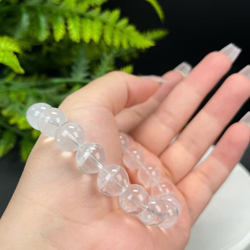 高品質天然白色幽靈水晶手串11mm冰透半盆白水晶手錬女益學業靈氣