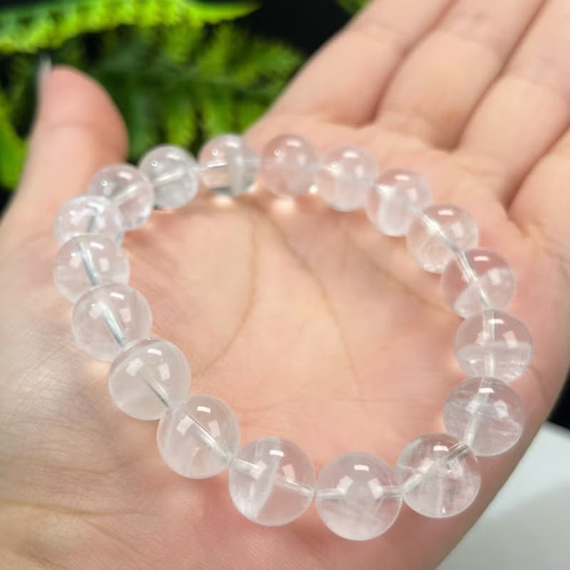 高品質天然白色幽靈水晶手串11mm冰透半盆白水晶手錬女益學業靈氣