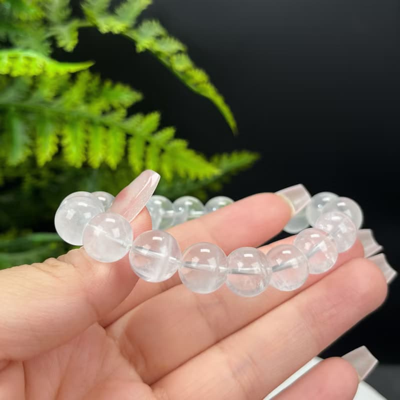高品質天然白色幽靈水晶手串11mm冰透半盆白水晶手錬女益學業靈氣