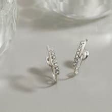 shining bridge loop-fit earring SV　ループフィットイヤリング　　ラインストーン　シルバー