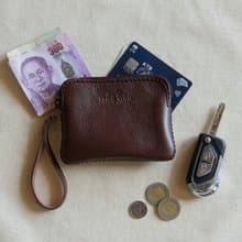 HANDMADE LEATHER SMALL COIN PURSE-DARK BROWN