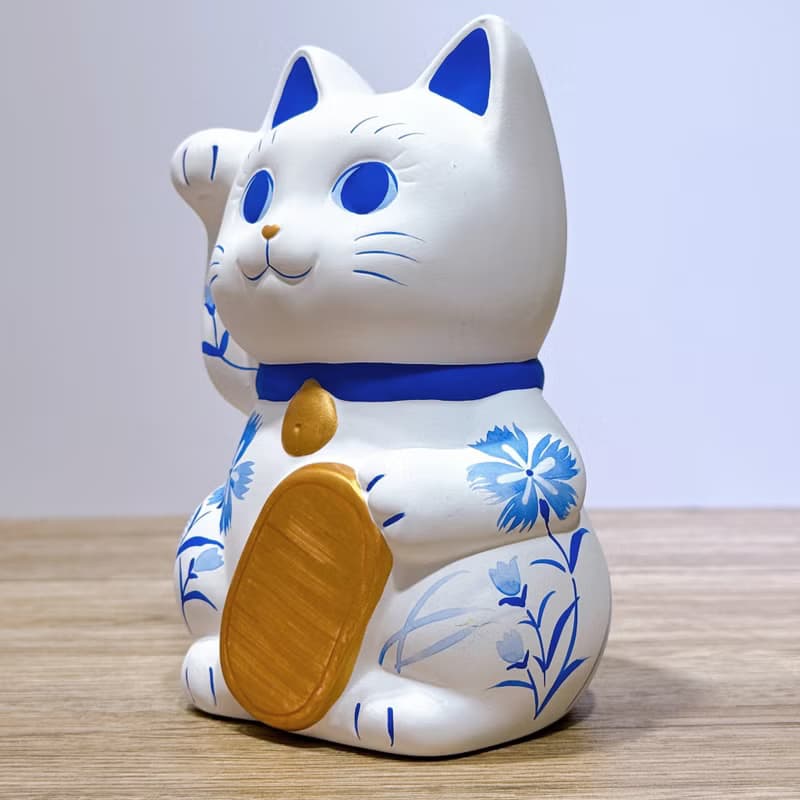 【桔梗招福】日本谷中堂招財貓 | 青繪 撫子