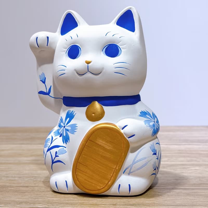 【桔梗招福】日本谷中堂招財貓 | 青繪 撫子