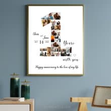 Number Photo collage Editable Canva Template, Anniversary Gift, Birthday Gift