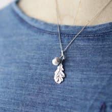 純銀珍珠橡實樹葉項鍊