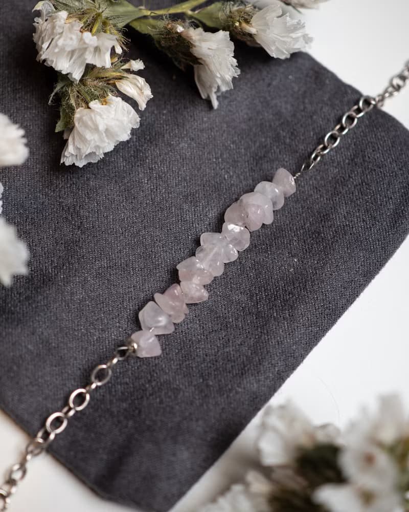Rose Quartz Bracelet, 925 Sterling Silver, Taurus, Libra, Capricorn birthstone