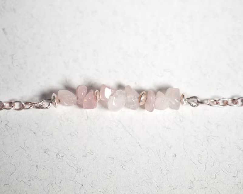 Rose Quartz Bracelet, 925 Sterling Silver, Taurus, Libra, Capricorn birthstone