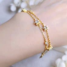 幸福•淨化•吉祥•事業|冰玻剛味白翡|緬甸A貨翡翠純銀星星手鏈