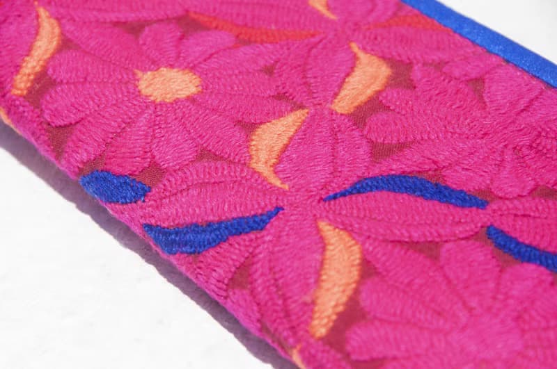 手工刺繡錢包 民族風長夾 刺繡皮夾 手工蕾絲長夾-沙漠花朵刺繡包