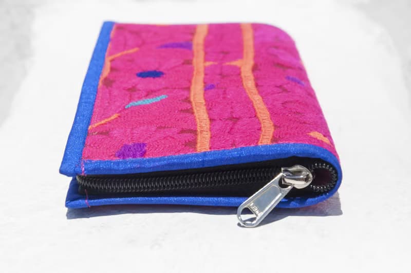 手工刺繡錢包 民族風長夾 刺繡皮夾 手工蕾絲長夾-沙漠花朵刺繡包