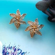 Vintage Jewelry 西洋古董飾品 Vendome 金色調 簍空花 夾式耳環