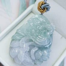 招財 貴人 高貴|鳳凰牡丹|緬甸A貨翡翠冰春彩灑金鳳凰山水牌吊墜