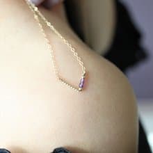 禮物貴人無所不在 V 擁抱希望與幸福14k注金項鍊紫水晶 生日