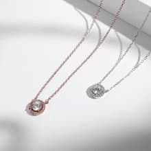 鍾愛。圓鑽純銀項鍊