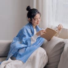 緹花圍巾/玻璃海棠16號/微風藍