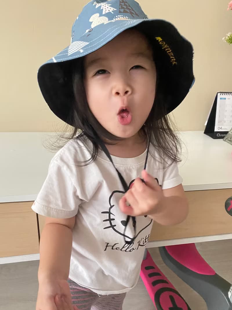 【TiNa】手作幼童成人寬簷漁夫帽 夏日兒童 防曬 防風繩可拆 貓咪