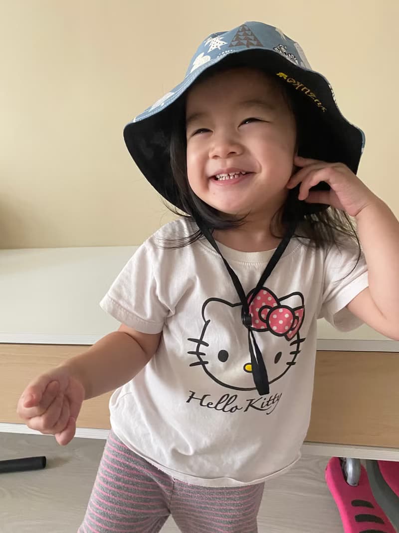 【TiNa】手作幼童成人寬簷漁夫帽 夏日兒童 防曬 防風繩可拆 貓咪