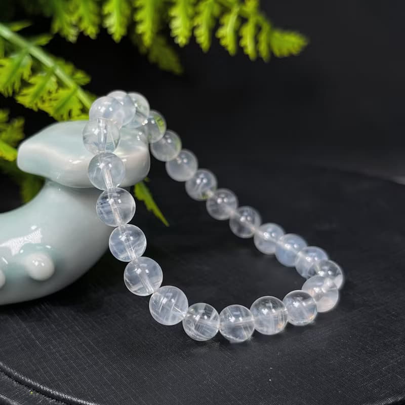 天然藍針水晶手釧 冰透天使之翼異象水晶手環 冥想放松 寧靜和平