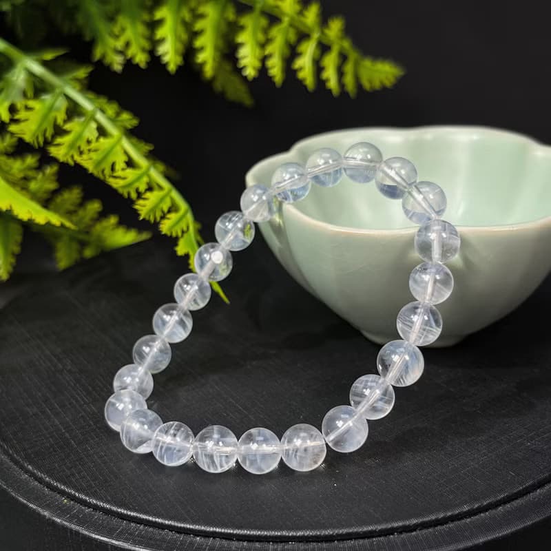 天然藍針水晶手釧 冰透天使之翼異象水晶手環 冥想放松 寧靜和平