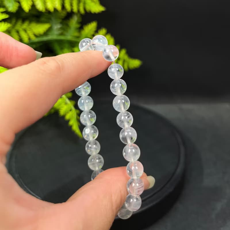 天然藍針水晶手釧 冰透天使之翼異象水晶手環 冥想放松 寧靜和平