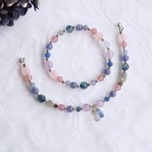 藍莓雪酪──壓克力畫 | 粉晶、紫水晶、藍晶石 天然石 925銀手鍊