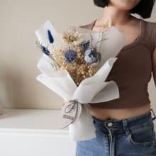 畢業花束 灰藍色系 太陽花花束 向日葵 生日 畢業禮物 老師禮物