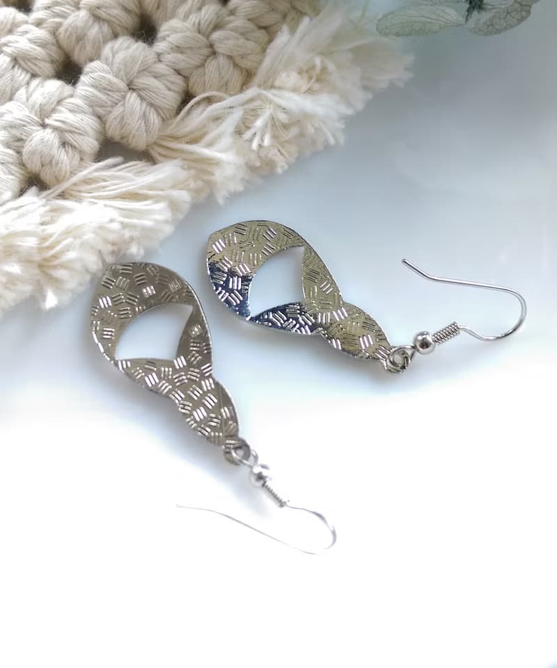 Vintage Jewelry 西洋古董飾品 景泰藍 藍底 流紋 耳勾 針式耳環