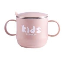 Ti-living 純鈦抗菌兒童-學習雙手柄杯 250ml-粉