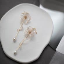霓裳 • 白 - 手工樹脂耳環 婚禮