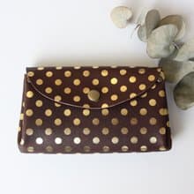 ピッグスキンの小さなお財布　みずたま　チョコレート